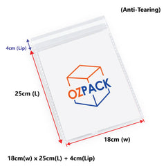 180 X 250mm Self Adhesive Sealing Clear OPP Cellophane Resealable Plastic Bags - ozpack.au