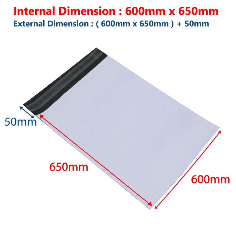 600mm x 650mm Poly Mailer Plastic Satchel Courier Self Sealing Shipping Bag - ozpack.au