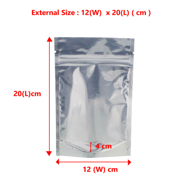 Wholesale 10000pcs Stand-Up Zip Lock Pouches 120 mm x 200 mm + 40 mm  with Transparent Window | Bulk Packaging Solutions