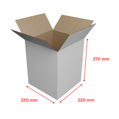 220x220x270mm White Mailing Box – Slotted Cardboard Shipping Carton