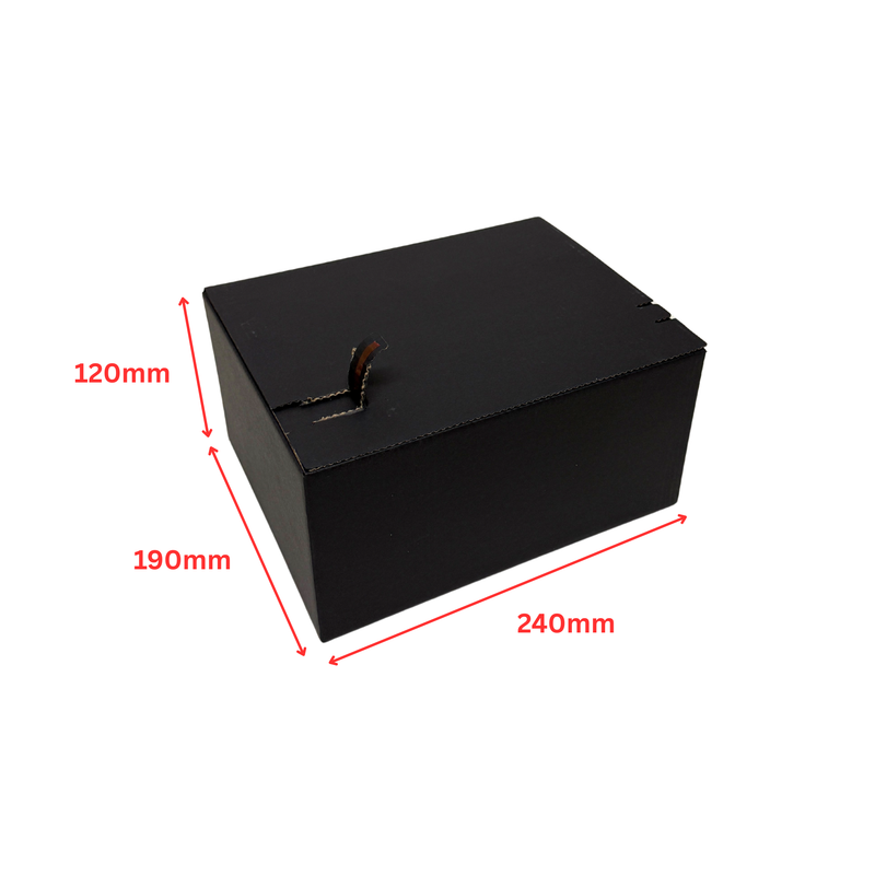 Full Black Self Sealing Tuck Front Box 240 × 190 × 120 mm – Shipping & Gift Packaging