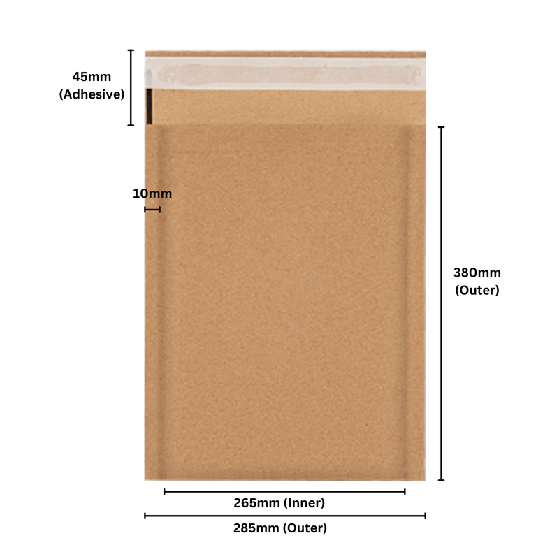 265*380mm of Brown Kraft Paper Cushion Honeycomb Padded Mailer Recyclable Envelope