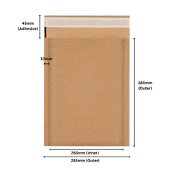 265*380mm of Brown Kraft Paper Cushion Honeycomb Padded Mailer Recyclable Envelope