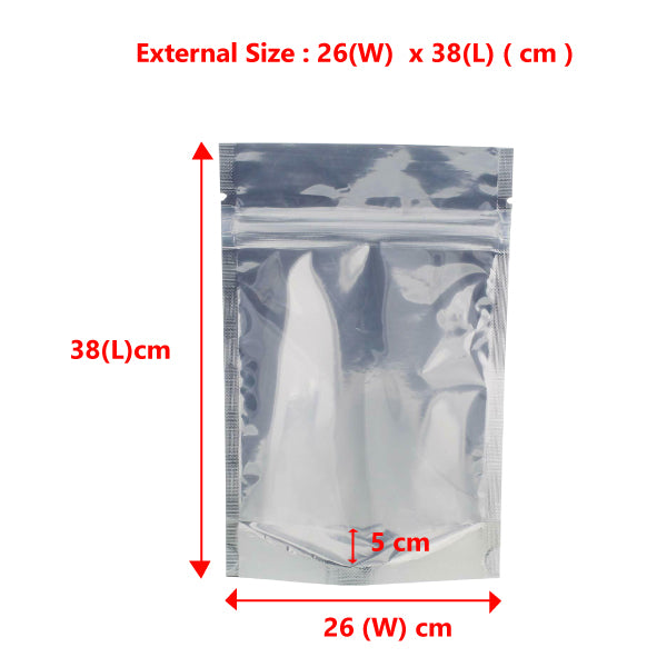 Wholesale 10000pcs Stand-Up Zip Lock Pouches 260 mm x 380 mm + 50 mm  with Transparent Window | Bulk Packaging Solutions