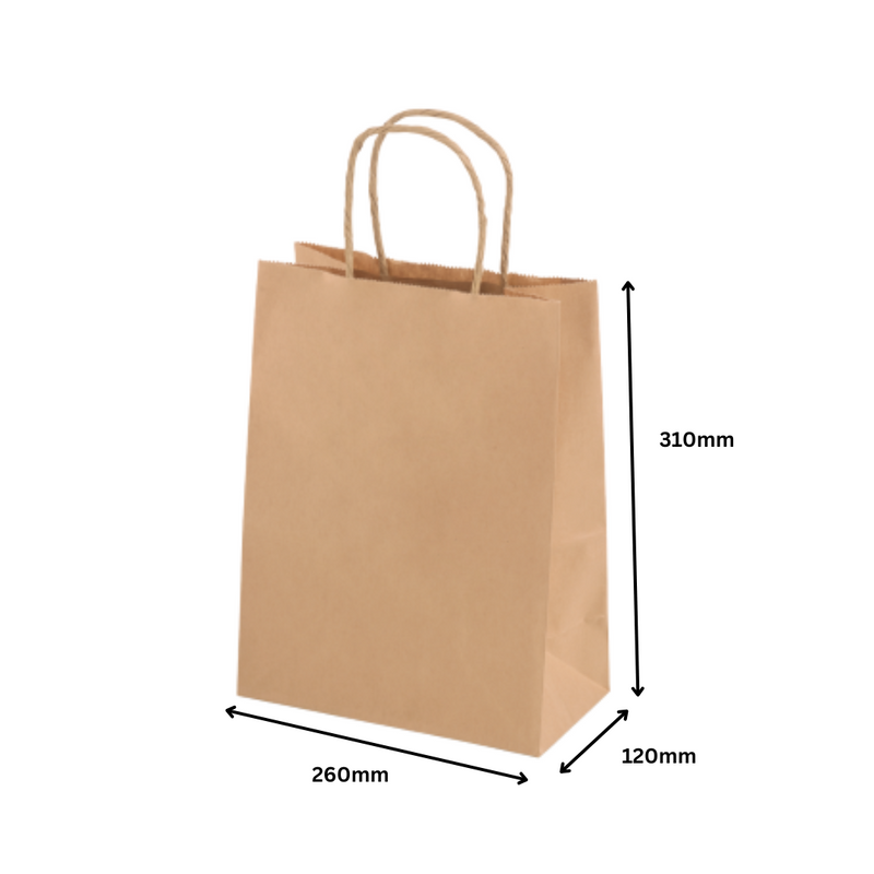 26x12x31cm 150GSM Recyclable Brown Craft Paper Gift Bag with Handle – Bulk Sale Super Value