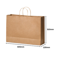 40.5 x 13 x 31cm 150GSM 100% A3 Recyclable Bulk Sale Super Value X-Large Craft  Paper Gift  Brown Carry Bag with Handle