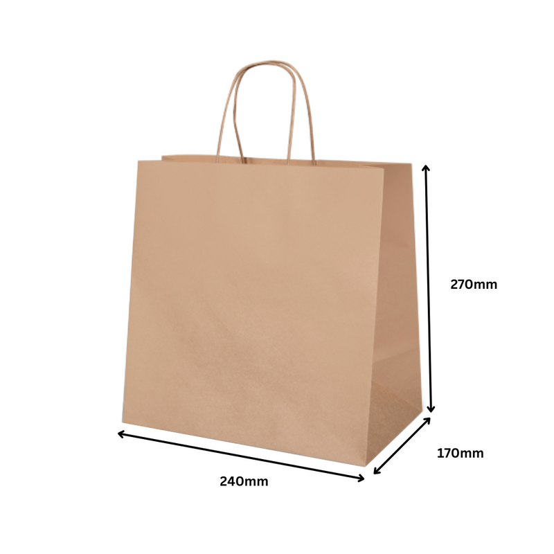 24x17x27cm 150GSM Recyclable Brown Craft Paper Gift Bag with Handle – Bulk Sale Super Value