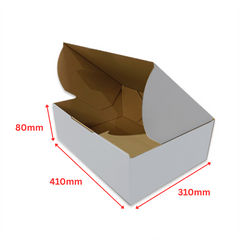 White Die-Cut Carton Box – 410×310×80mm Packaging for Retail & Shipping