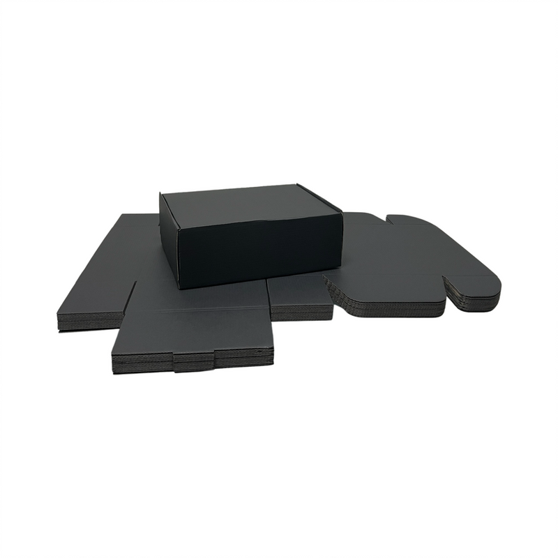 Premium-Quality Full Black Tuck Front Mailing Boxes 310 x 230 x 105mm | Die-Cut Shipping & Packing Cardboard Box