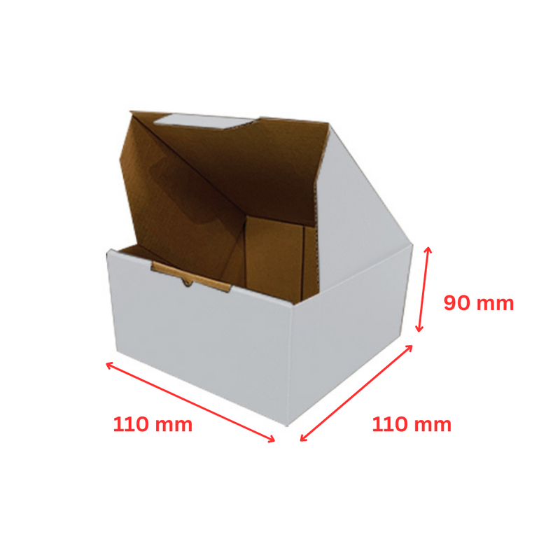 White Die-Cut 110 x 110 x 90mm Mailing, Shipping, and Packing Cardboard Box