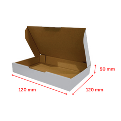 Sturdy White Die-Cut 120 x 120 x 50mm Box – Ideal for Mailing, Shipping, and Packing