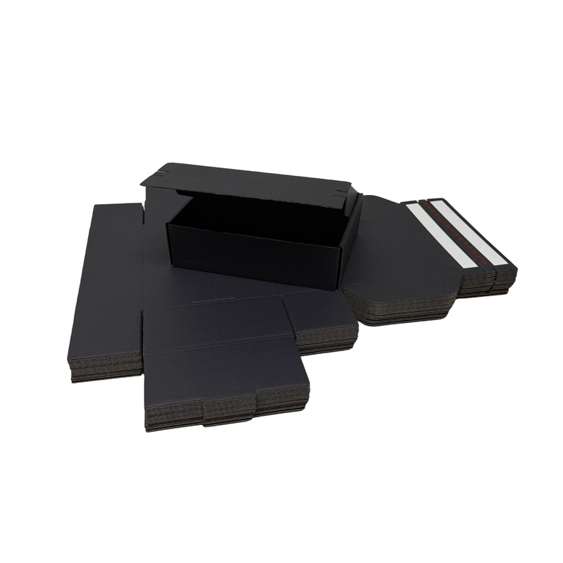Full Black Self Sealing Tuck Front Box 174 × 128 × 53 mm – Shipping & Gift Packaging