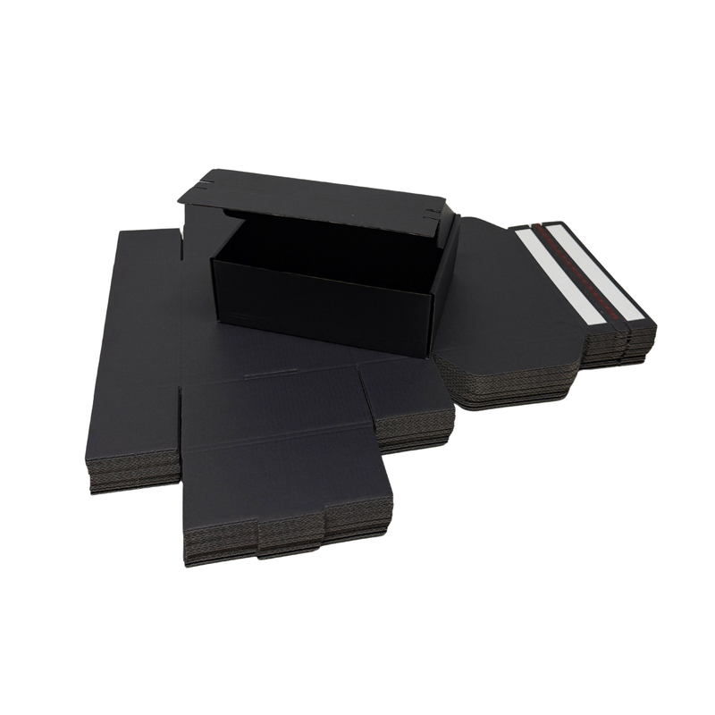Full Black Self Sealing Tuck Front Box 220 × 160 × 77 mm – Shipping & Gift Packaging