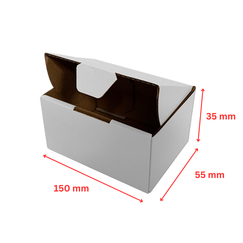 Durable White Die-Cut 150 x 55 x 35mm Box for Secure Mailing and Packing