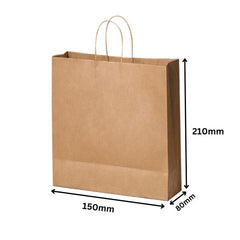 15 x 8 x 21cm 150GSM 100% A5 Recyclable Bulk Sale Super Value Small Craft  Paper Gift  Brown Carry Bag with Handle