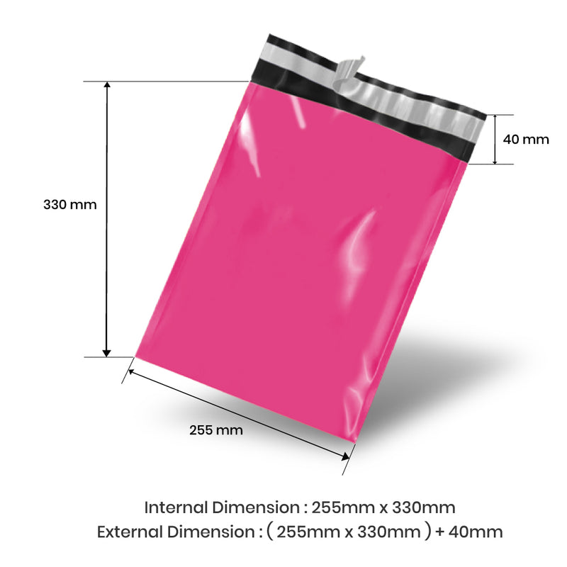 WholeSale 10000pcs Hot Pink 255  x 330  + 40mm Poly Mailer Envelopes - Ideal for E-commerce and Retail Shipping