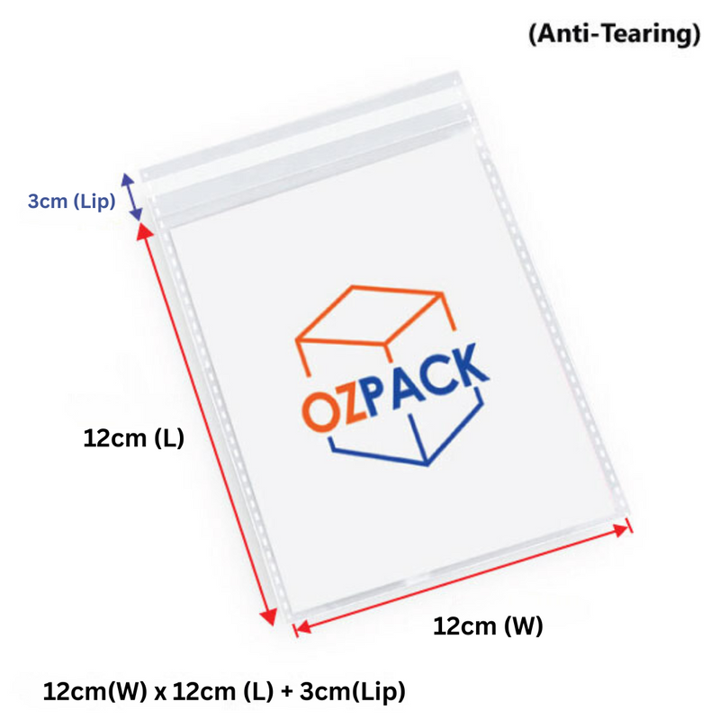 120 x 120mm Self-Adhesive Anti-Tear Clear OPP Resealable Cellophane Bags – Durable Sealing Solution