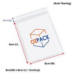 80 x 80mm Self-Adhesive Anti-Tear Clear OPP Resealable Cellophane Bags – Durable Sealing Solution