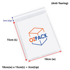 100 X 150mm Self Adhesive Sealing Clear OPP Cellophane Resealable Plastic Bags - ozpack.au