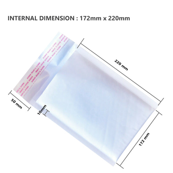 172mm x 220mm DL Size  Bubble Padded Bag Mailer White Plain Kraft Cushioned Envelope - ozpack.au