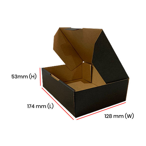 Black Mailing Boxes 174 x 128 x 53mm Die Cut Shipping Packing Cardboard Box - ozpack.au