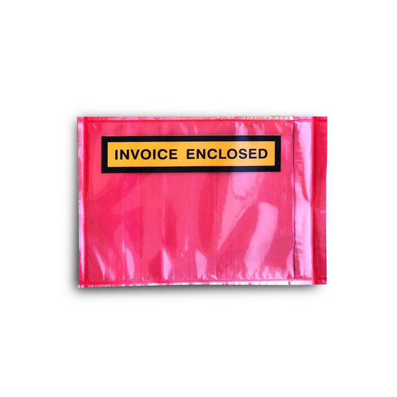 Invoice Enclosed Pouch - 115 X150MM Red Clear Document Sticker Envelope - ozpack.au
