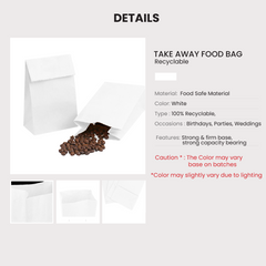 27 x 15 x 9cm Large White Kraft Paper Bags Take Away Food Lolly Grocery Buffet Craft Gift Market Bag
