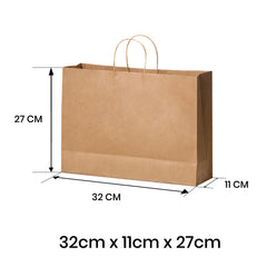 32 x 11 x 27cm 150GSM 100% Recyclable Bulk Sale Super Value Large Craft  Paper Gift  Brown Carry Bag with Handle - ozpack.au