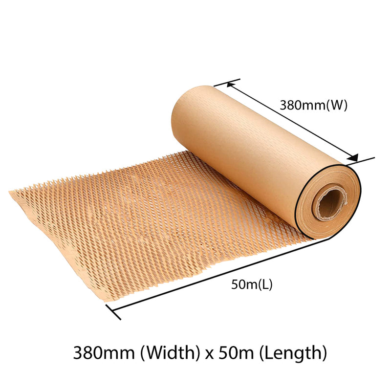 380mm*50m Honeycomb Wrap Brown Kraft Paper Roll Cushion Eco Friendly Protective Wrapping - ozpack.au