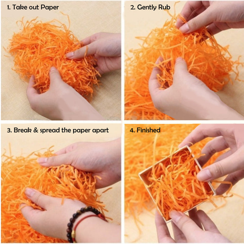 20g of Orange Shredded Color Soft Tissue Paper Hamper Craft Gift Candy Box Basket Filler - ozpack.au