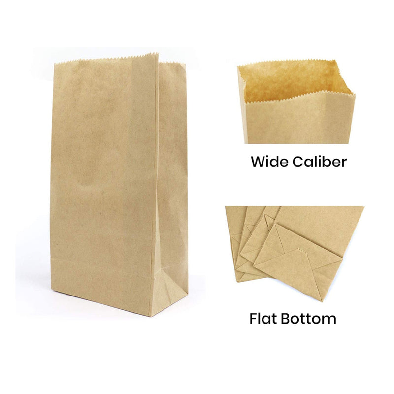 17 x 9 x 5.5cm Mini Brown Kraft Paper Bags Take Away Food Lolly Grocery Buffet Craft Gift Market Bag - ozpack.au