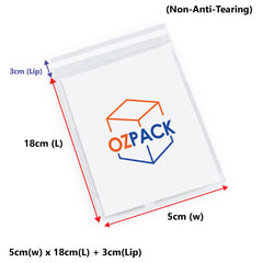 50 X 180mm Self Adhesive Sealing Clear OPP Cellophane Resealable Plastic Bags - ozpack.au