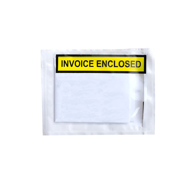 Invoice Enclosed Document Pouch - 115x150mm White Clear Printed Sticker - ozpack.au