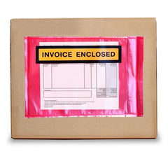 Invoice Enclosed Pouch - 115 X150MM Red Clear Document Sticker Envelope - ozpack.au
