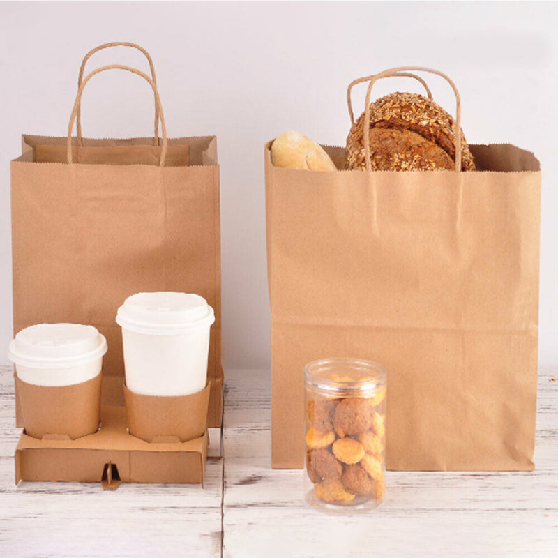 27 x 21 x 11cm 150GSM 100% Recyclable Bulk Sale Super Value Medium Craft  Paper Gift  Brown Carry Bag with Handle - ozpack.au