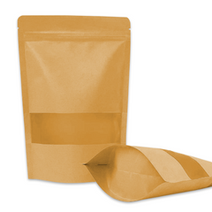 200 mm x 300 mm + 50 mm Resealable Kraft Paper Matt Window Zipper Lock Stand Up Bag Pouches Packaging - ozpack.au