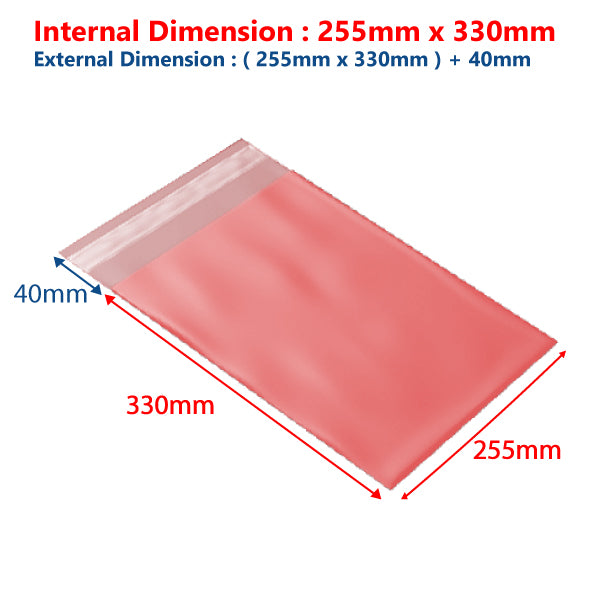255 mm x 330 mm + 40mm Light Pink Poly Mailer Plastic Mailing Satchel Courier Shipping Bag - ozpack.au