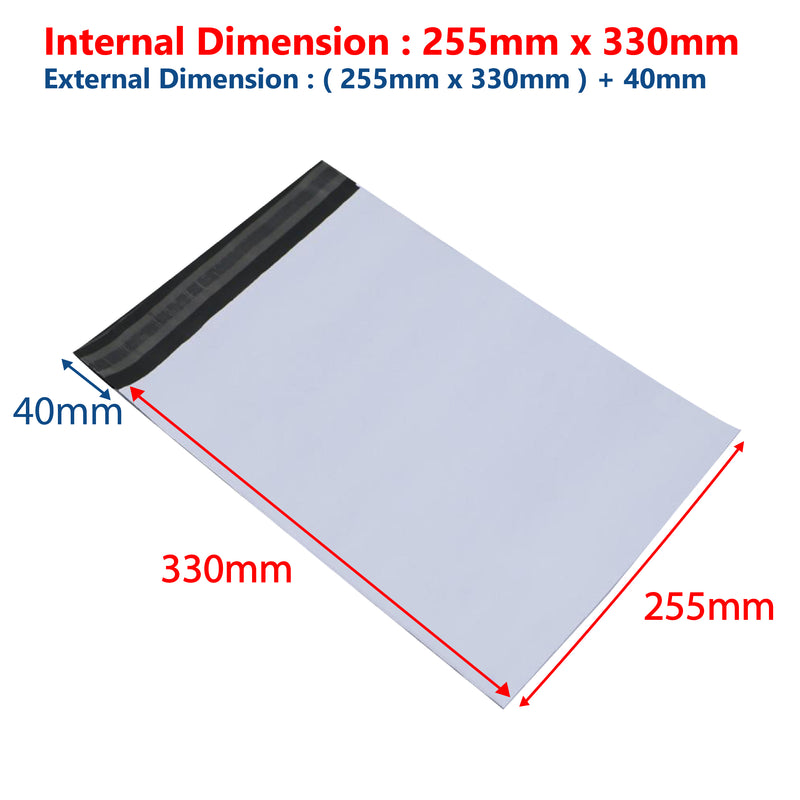 255 mm x 330 mm Poly Mailer Plastic Satchel Courier Self Sealing Shipp
