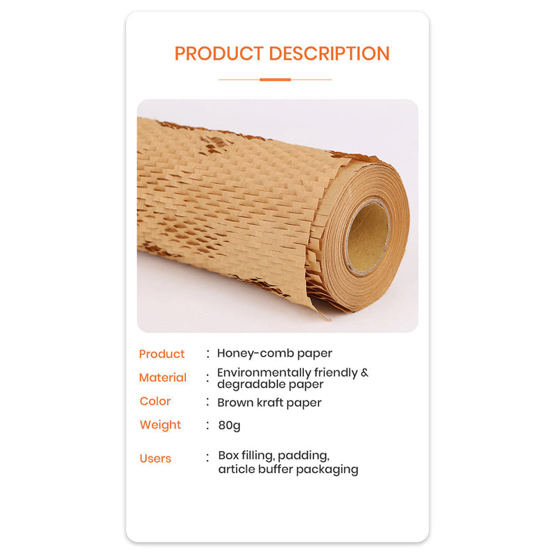 500mm*50m Honeycomb Wrap Brown Kraft Paper Roll Cushion Eco Friendly Protective Wrapping - ozpack.au