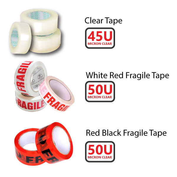 Clear Packing Tape Dispenser 48mm Fragile Heavy Duty Sticky Packaging Sealing Tape Gun Cutter - ozpack.au