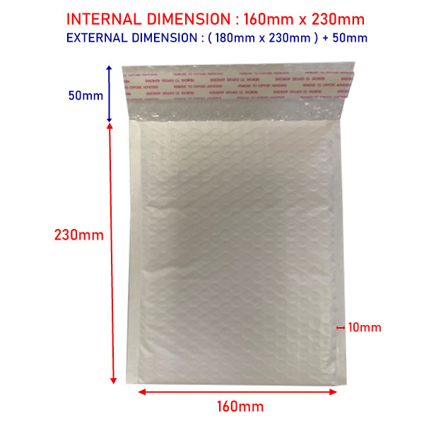 160 x 230mm + 50mm Poly Bubble Mailer Self Seal Plastic Padded Cushion Envelope Bag Pink Black White - ozpack.au