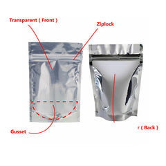 90 mm x 140 mm + 30 mm Clear Aluminum Foil Mylar Stand Up Retail Bags Zip Lock Pouches Pouch Packaging - ozpack.au