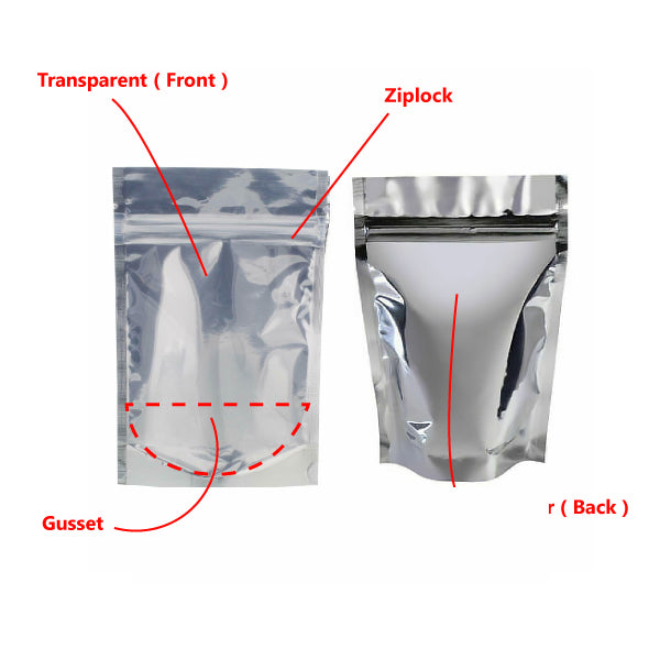 120 mm x 200 mm + 40 mm Clear Aluminum Foil Mylar Stand Up Retail Bags Zip Lock Pouches Pouch Packaging - ozpack.au