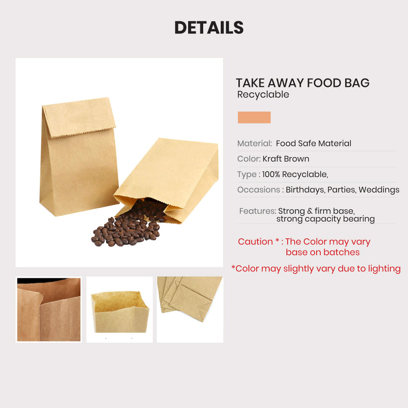 24 x 13 x 8cm Medium Brown Kraft Paper Bags Take Away Food Lolly Grocery Buffet Craft Gift Market Bag - ozpack.au
