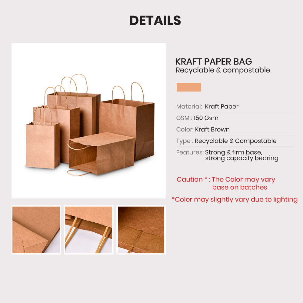 Small Brown Paper Bags with Twisted Handles | 5*3*8 IN - Eco Bags India