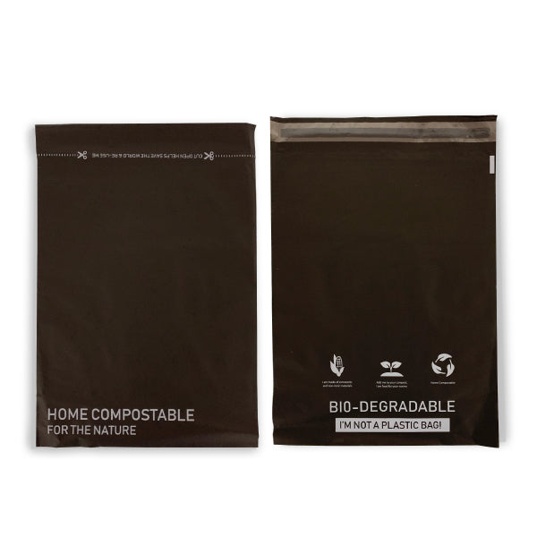 255 mm x 330 mm + 40mm Black Biodegradable Poly Mailer Compostable Plastic Mailing Satchel Courier Shipping Bag - ozpack.au