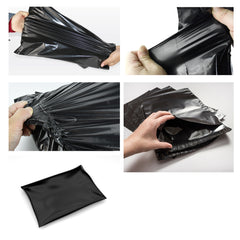350mm x 480mm+ 40mm Black Poly Mailer Plastic Mailing Satchel Courier Shipping Bag - ozpack.au
